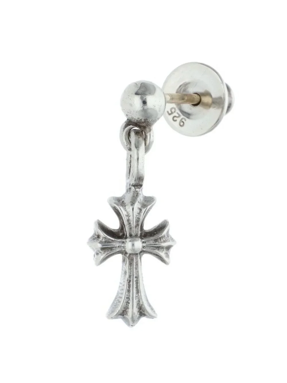 Chrome Hearts Drp Stck CH Crs Stack CH Cross Drop Silver Earrings
